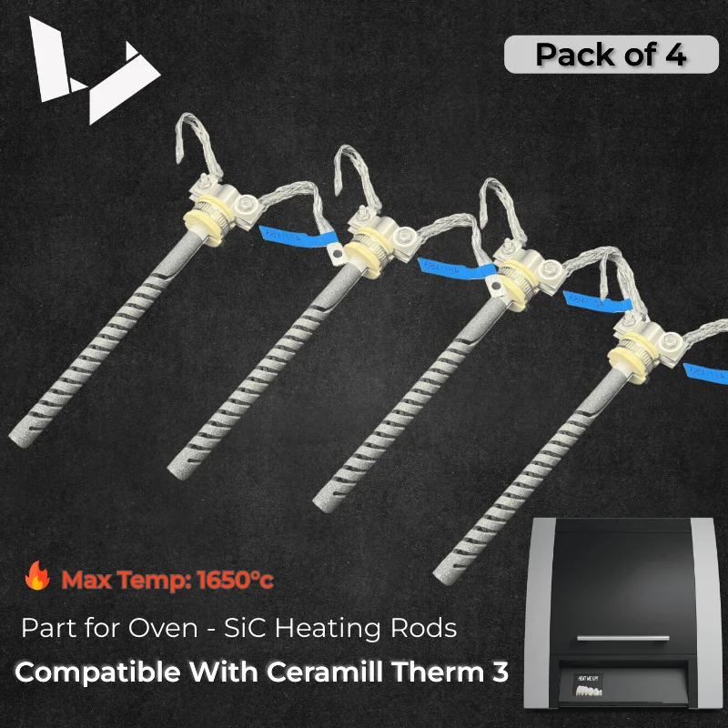 Pack of 4 SCR Type Silicon Carbide Heating Elements (SiC) for Amann Girrbach Ceramill Therm 3 Dental Zirconia Sintering Furnace