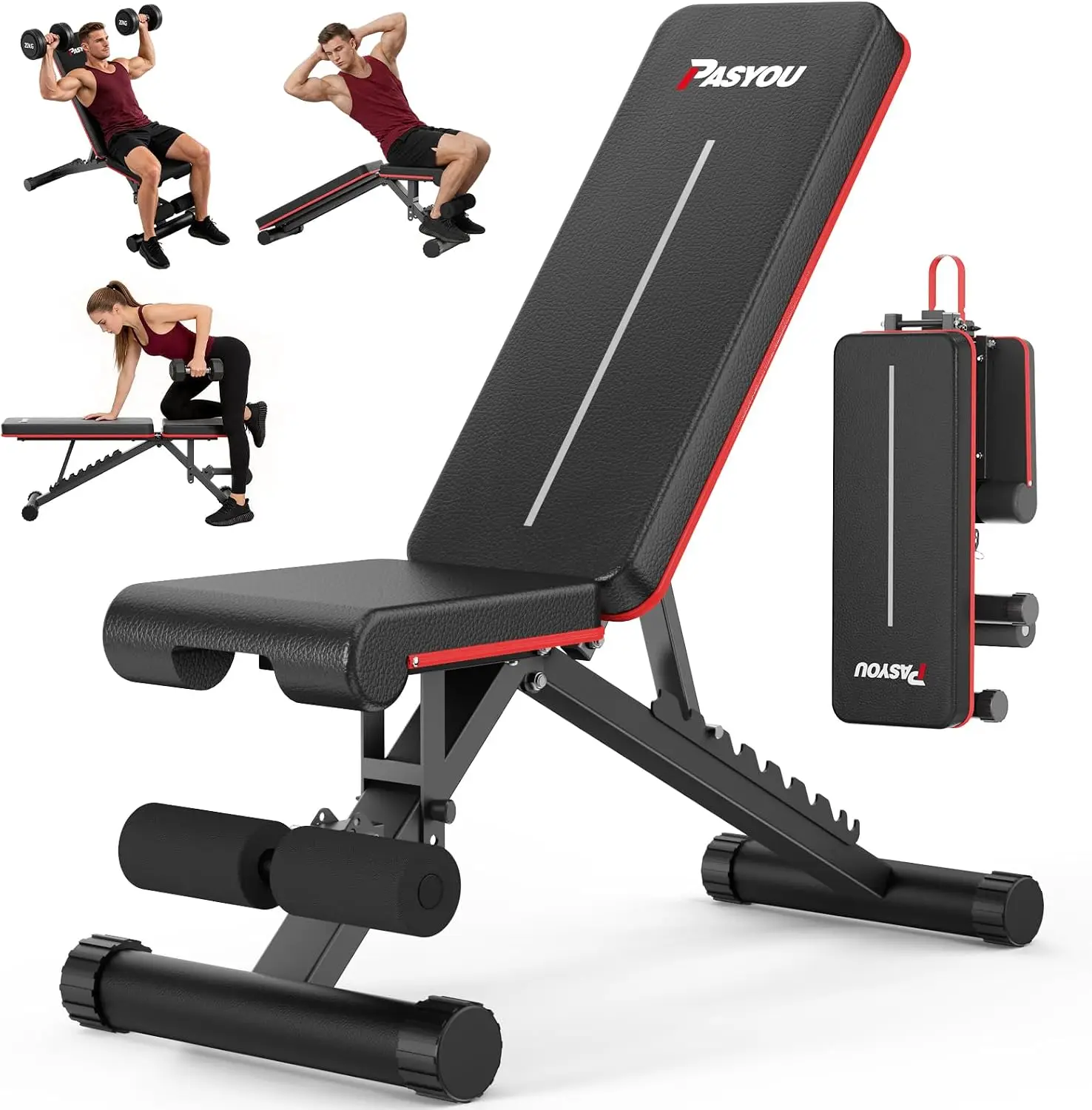 Adjustable Weight Bench, 660LB Capacity Foldable Workout Bench, Incline Flat Bench Press for Home Gym, Dual-Frame Strength Train