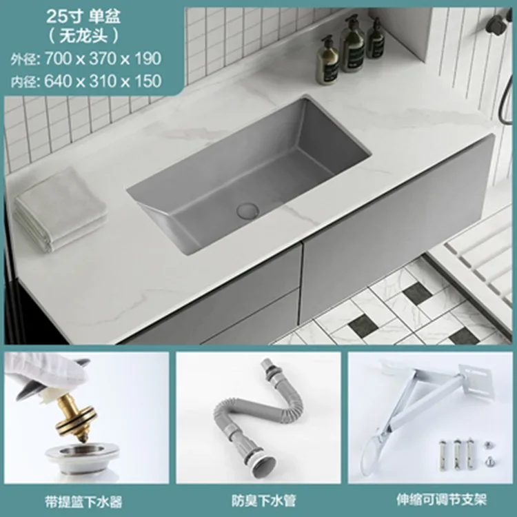 Ceramic flat bottom matte black green gray undercounter basin flat bottom square basin balcony large embedded