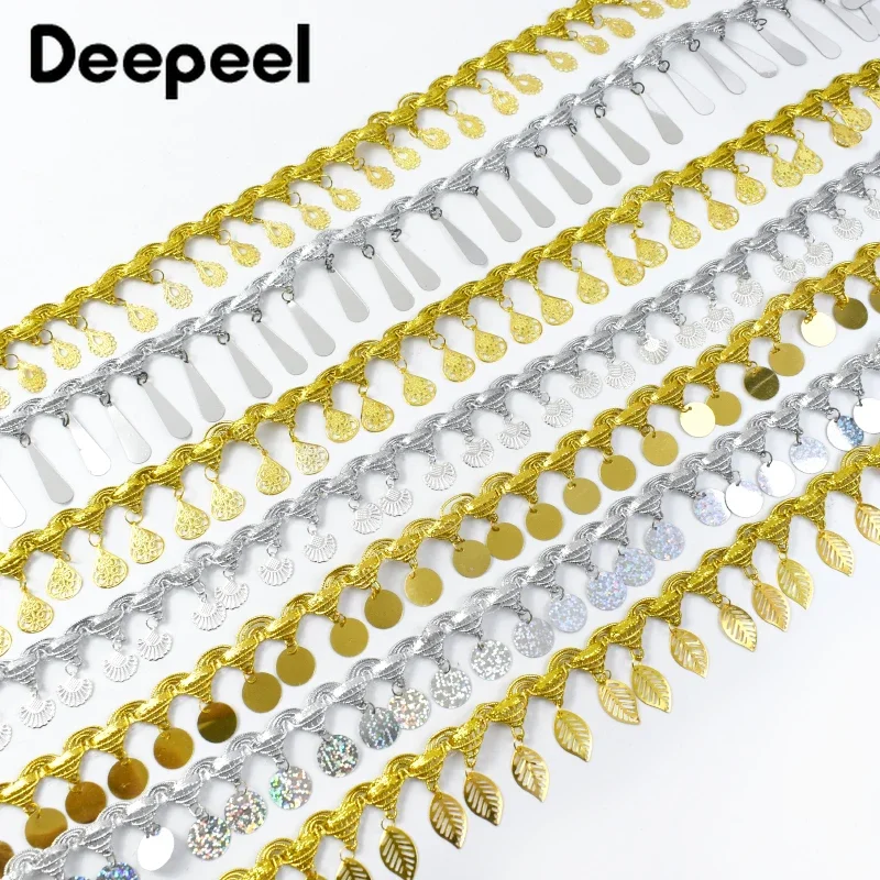 2/5Yard Deepeel 3-5.5cm Sequins Hanging Tassel Fringe Trim Ribbon Dress Clothes Decorative lace Fabric Trimming Sewing Accessory