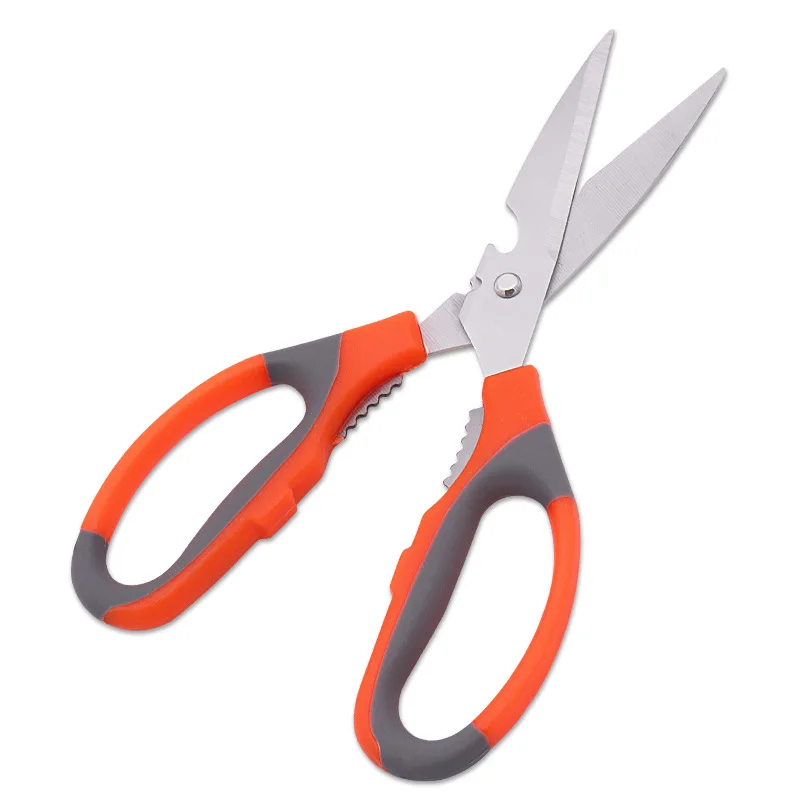 Forbici multifunzionali da cucina per uso domestico con taglio affilato in acciaio inossidabile con Clip in noce per apribottiglie