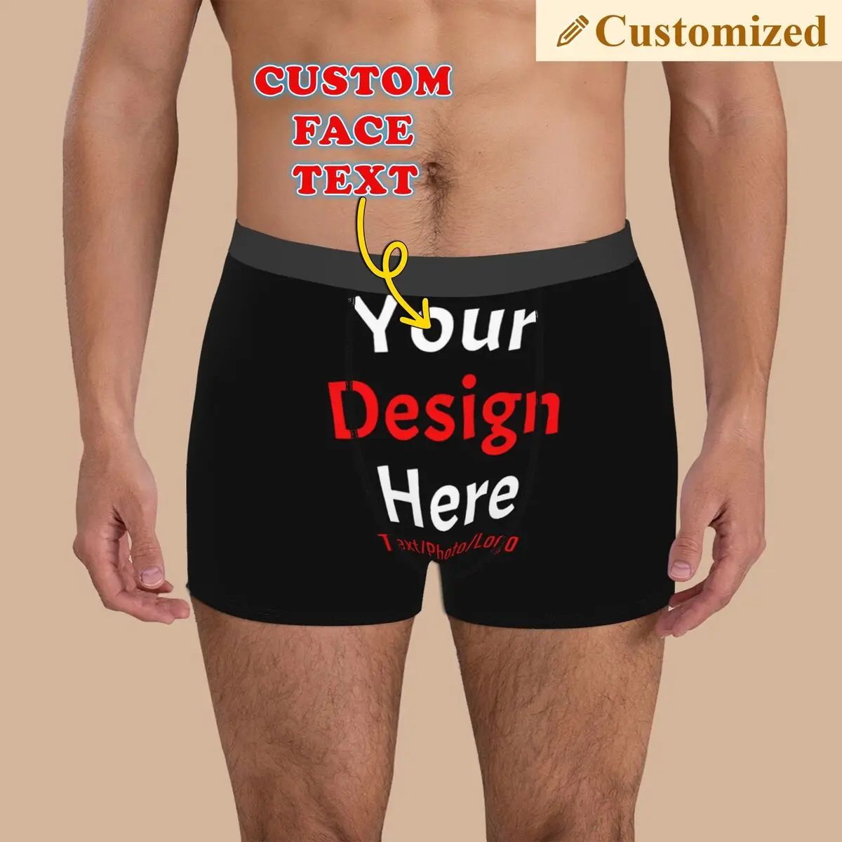 Personalized Custom Your Design Here Underwear Men Sexy Printed Custom Your Customized Image Name Text Boxer Shorts Panties