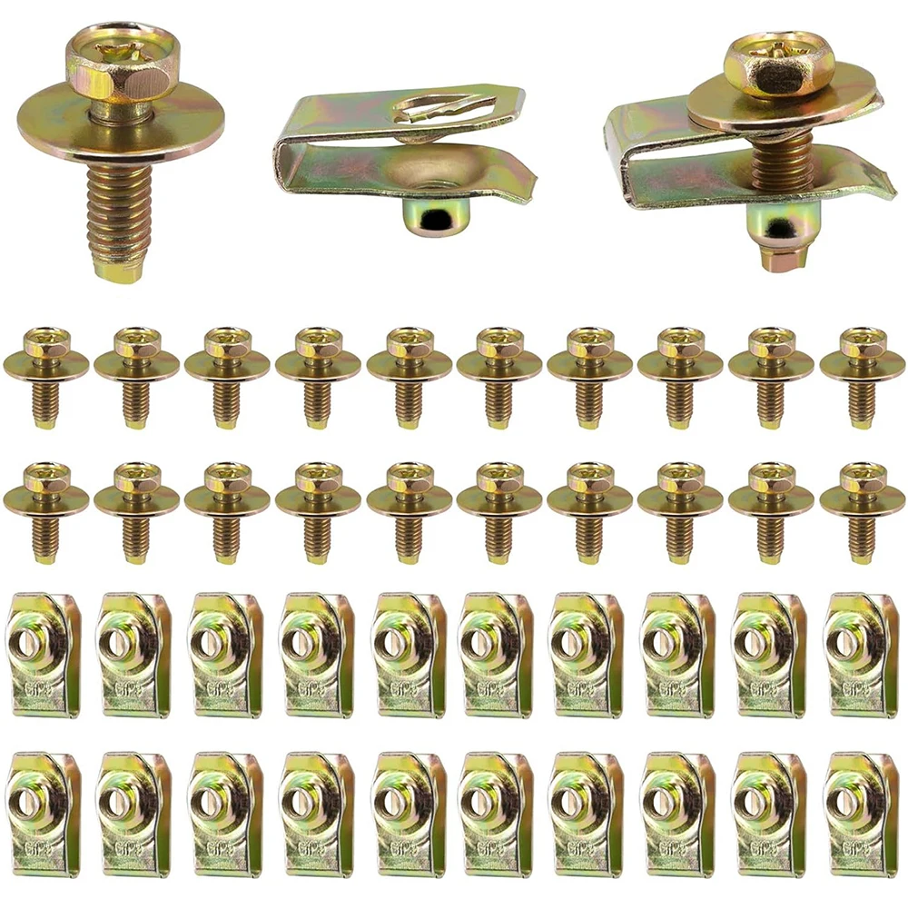 

New Car Body Bolts & U-nut Clips M6 Engine Cover Undertray Splash Shield Guard Bumper Fender Liner Retainer Fastener Rivet Screw