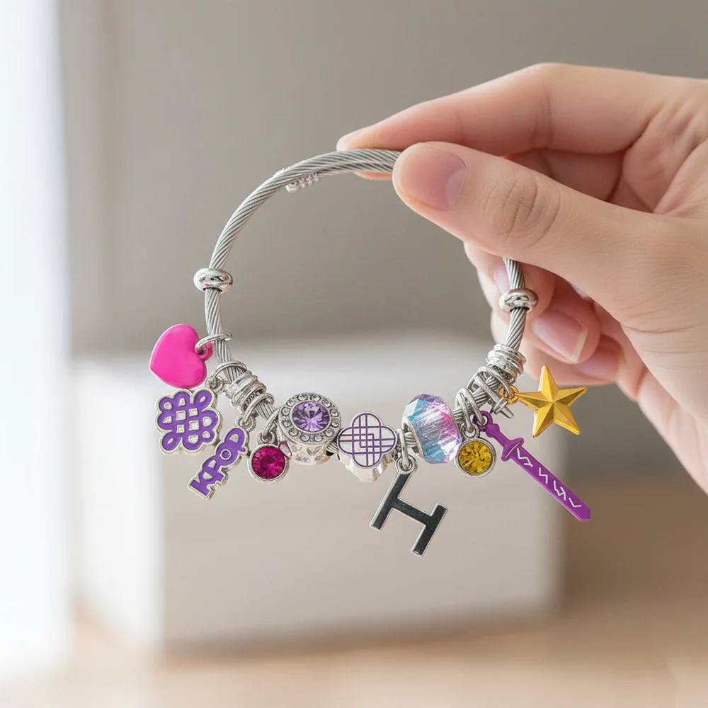 KPop Demon Hunters Anime Bracciale carino Gioielli di moda per bambini Bracciale con perline fai da te Gioielli Ragazze Regalo di Natale Giocattoli
