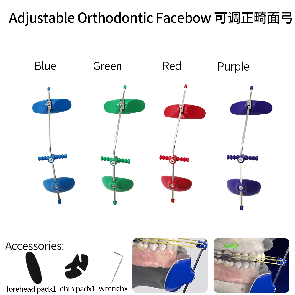 4Color  High Quality Dental Orthodontic Headgear Adjustable High Pull Headgear Face Mask Single Pole Adults and Children