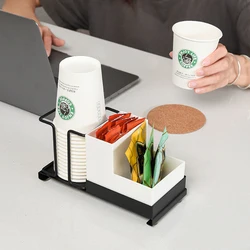 Coffee Station Organizer Paper Cup Holder Coffee Condiment Tea Bags Storage Rack for Home Kitchen Office