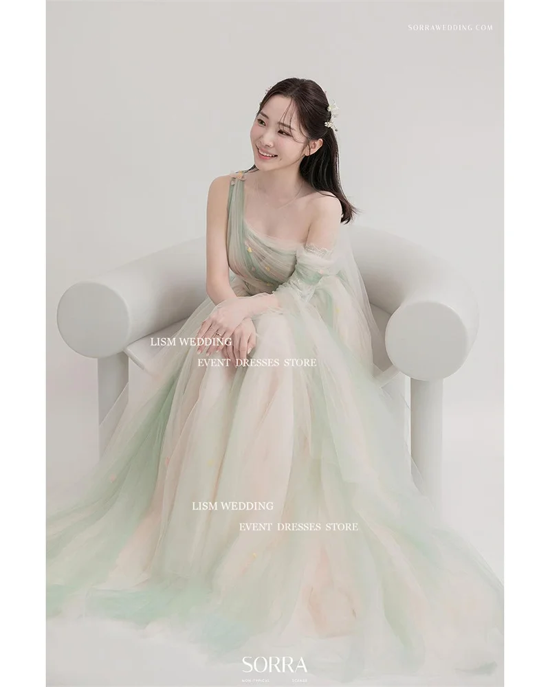 LISM Fairy Tulle A-Line Korea Evening Dresses Photo Shoot One Shoulder Wedding Prom Gowns Long Event Formal Occasion Dress 2024