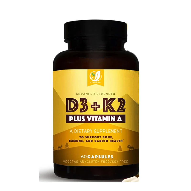

Vitamin D3+K2 (MK7) with Vitamin A for bone and immune health, 60 capsules