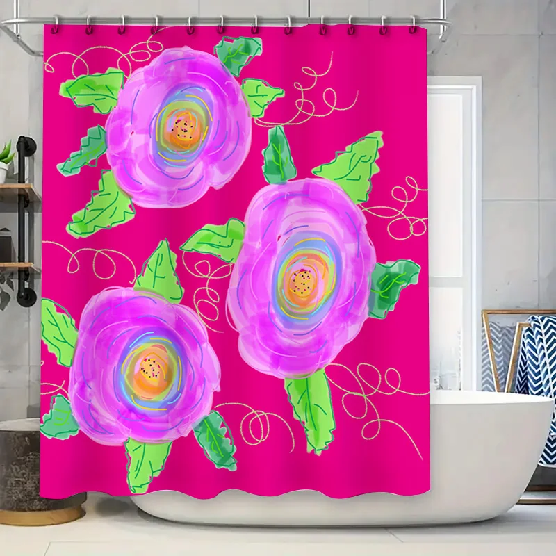 

Blue Shark Print Shower Curtain Waterproof Bathroom Decor Modern Ocean Life Theme Home Accessories Water Waves Design Shower Pan
