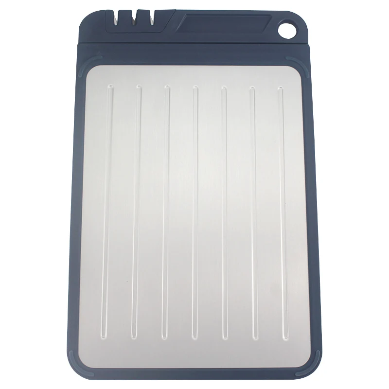 

Multi Function Aluminum Fast Thaw 2 in 1 Defrosting Tray Kitchen Cutting Board with Knife Sharpener Kitchen Accessories