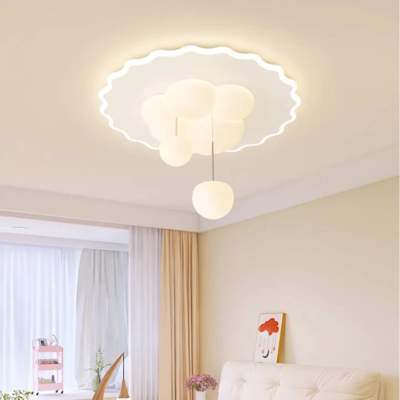 Nordic Children\'s Room Ceiling Lamps Cream Cloud Bubble Lamp Romantic Warm Little Boy Girl Bedroom Ceiling Lights Remote Control