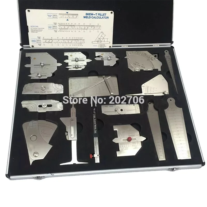 

Stainless Steel Weld Gauge Set Combination Welding Inspection Tools 16pcs/set