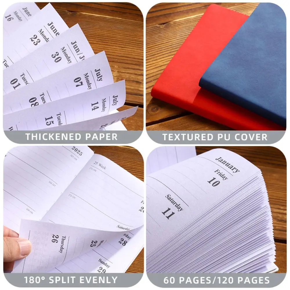 Time Management 2025 English Agenda Book Leather 365 Days Notepad 2025 A6 Pocket Notebook Taking Notes To Do List