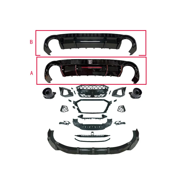 

Дамии Высокое качество Bodykit Передняя губа Задний диффузор Решетка Обновление RS3 Стиль Обвесы для A3 2017-2020