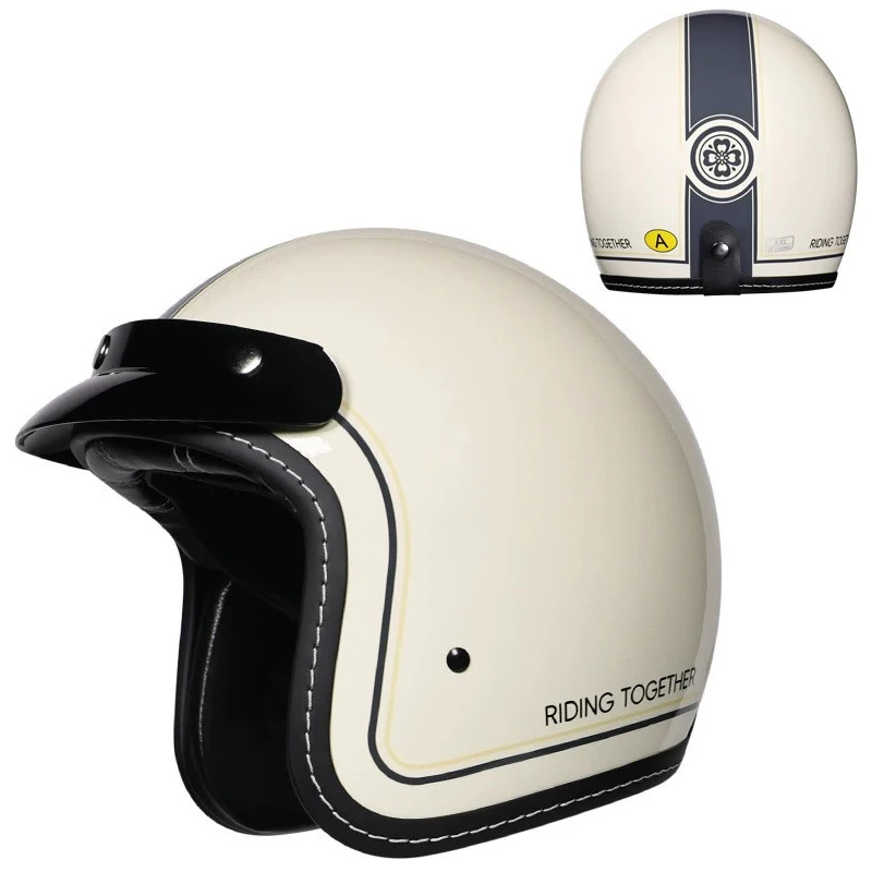 

3/4 Open Motorcycle Helmet Vintage Retro Motorcycle Helmet For Men And Women Scooter Helmet DOT Certified