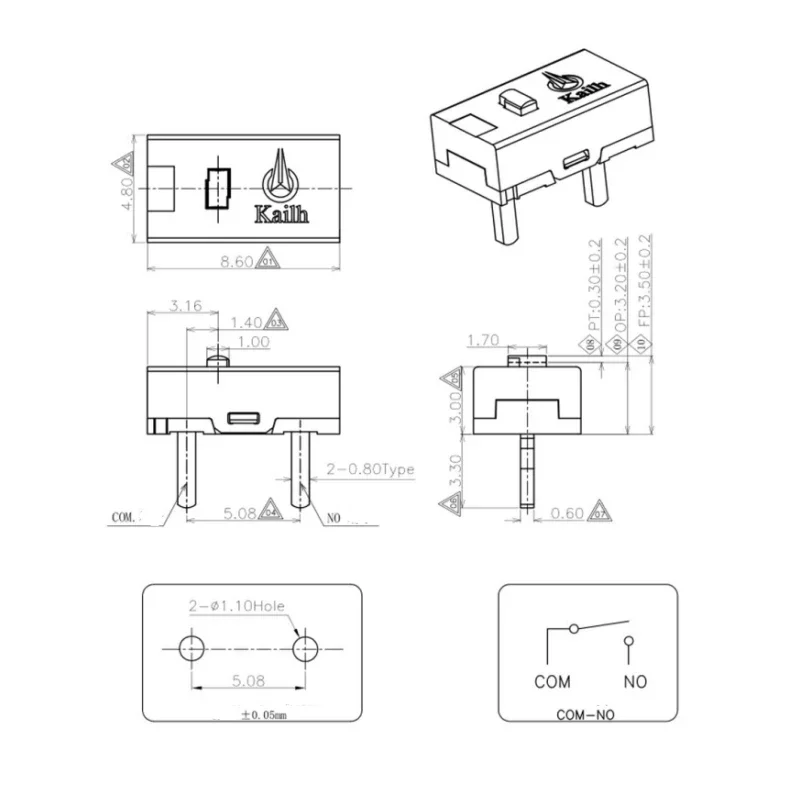 Free Shipping 10Pcs Kailh Micro Switch 30M life Gaming Mouse Micro Switch 2 Pins used On Computer Mice Left Right Button