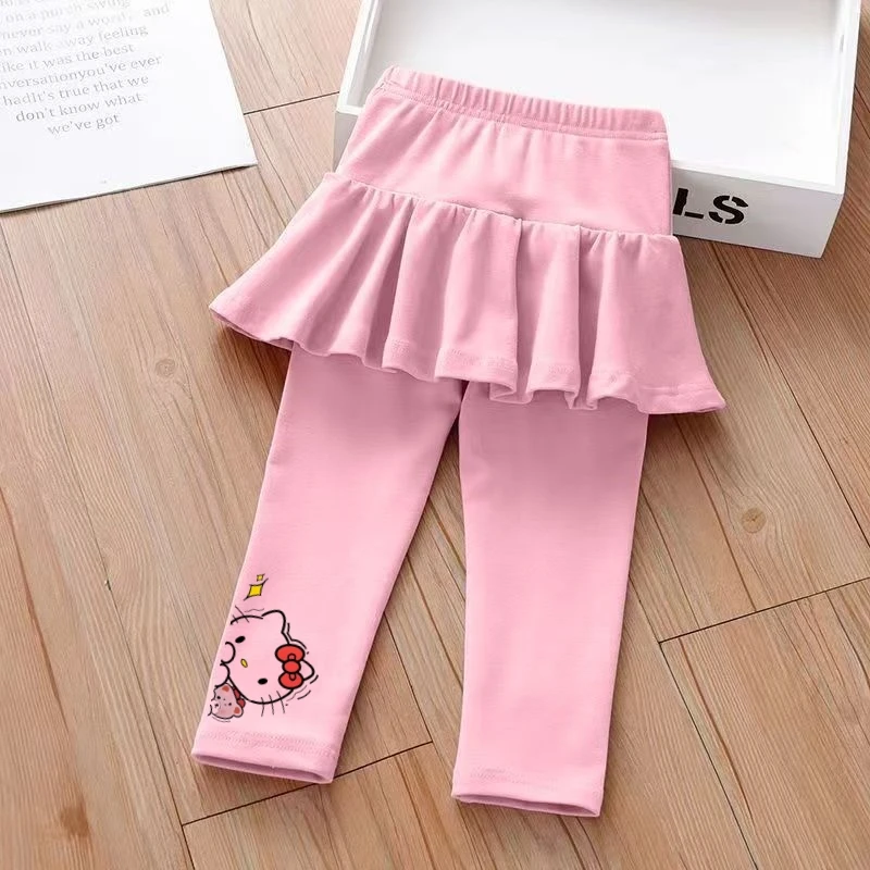

Sanrio Autumn Baby Girls Clothes Children Hello Kitty Print Mosquito Resistant Pants Skirt Kid Sports Bottom Culottes Tracksuit