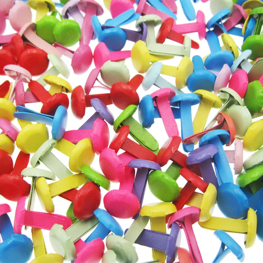 

100 Pcs Colored Two-legged Nails Scrapbook Metal Paper Fasteners Decorative Brads Manual Craft Mini Child