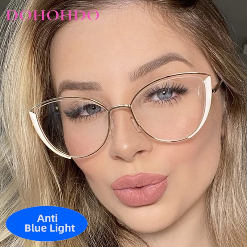 

Trending Brand Fashion Design Metal Cat Eye Optical Women Men Glasses Anti-Blue Light Eyewear Computer Gaming Reading Eyeglasses