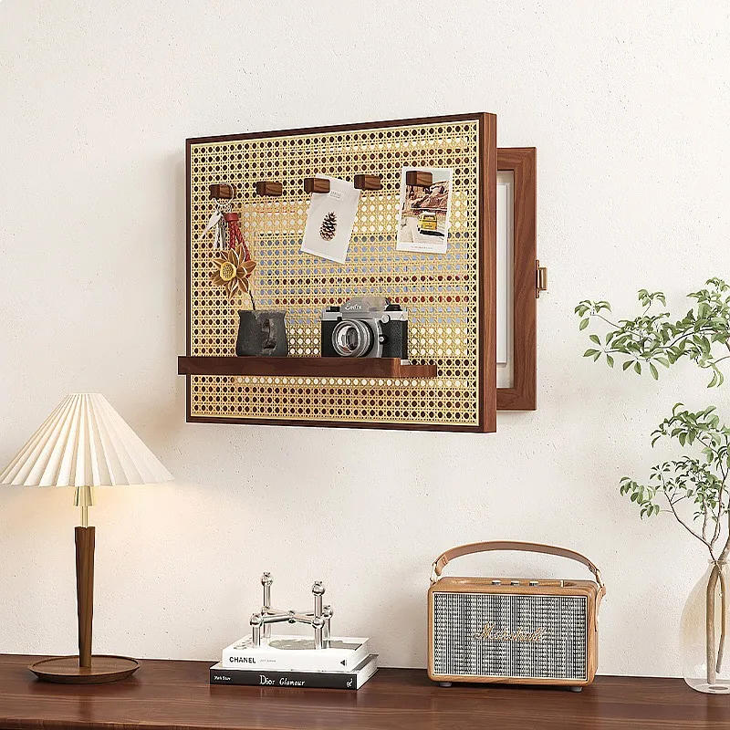 Vintage Woven Rattan Circuit Breaker Cover Upscale Wall Decor for Home Fuse Panel Hiding Box