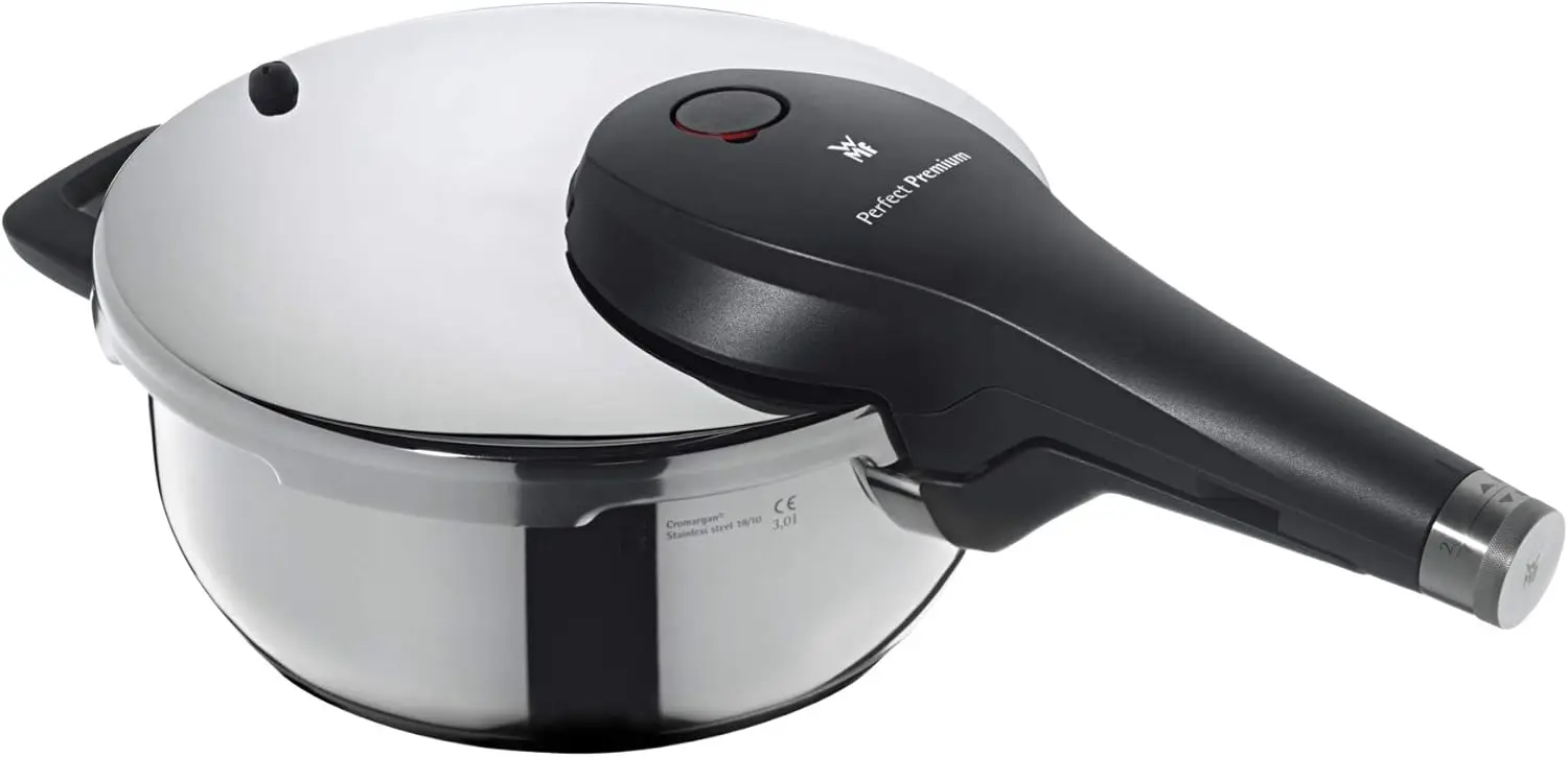 WMF Perfect Premium Olla a presión 3,0 litros Acero inoxidable pulido 2 niveles de cocción Perilla giratoria todo en uno, apta para lavavajillas
