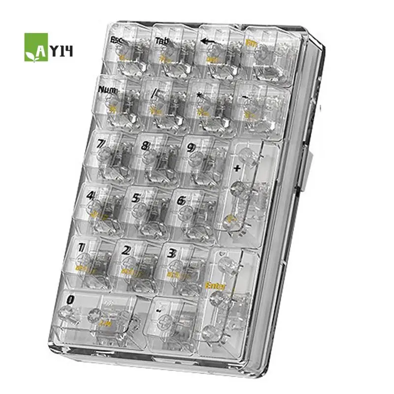 

AY14-K21 Цифровая клавиатура Bluetooth Механическая клавиатура RGB 21 клавиша Прозрачная игровая клавиатура для учета Photoshop Numpad