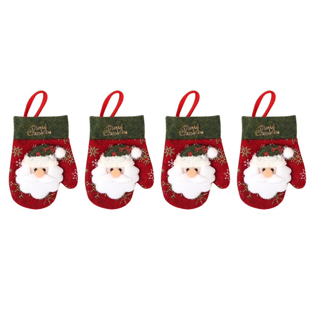 

4 pcs Cutlery Gloves Christmas Tableware Bags Reusable EcoFriendly Socks Gift Bag for Party Wedding Santa Decor Storage