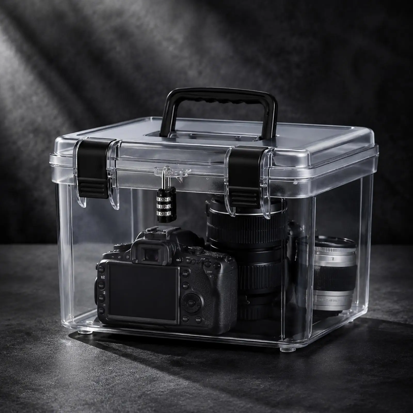 Transparent Storage Box Latched Clear Camera Storage Case with Lid