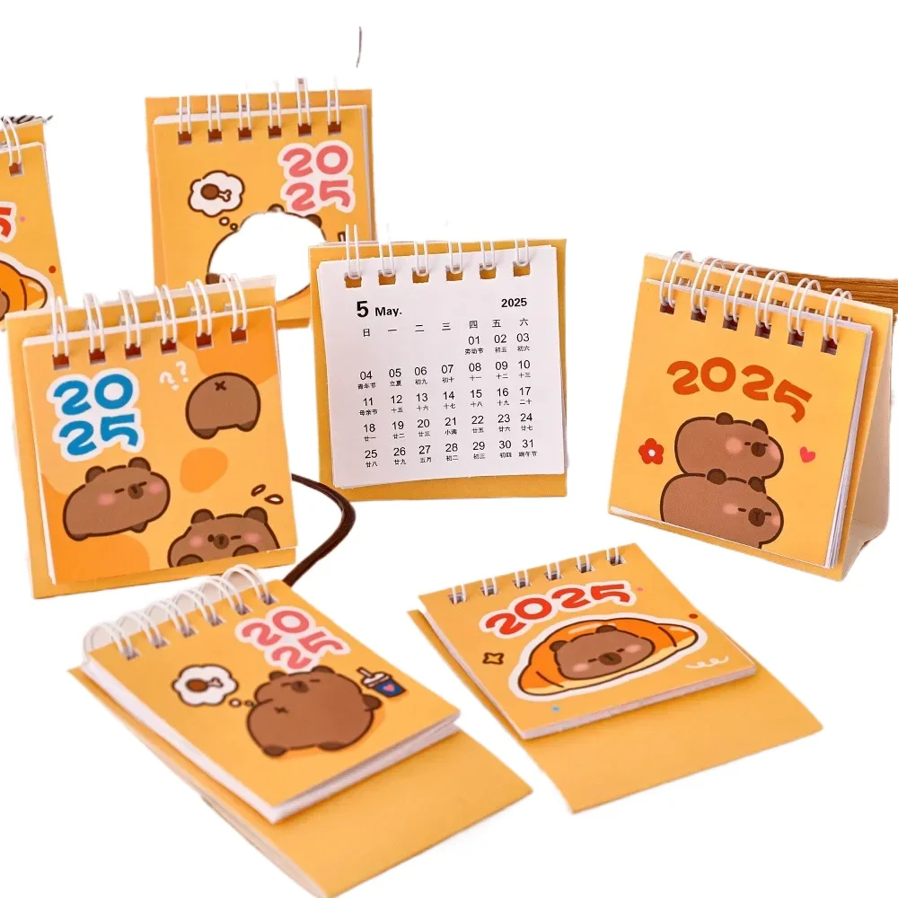 2025 Capybara Cartoon Calendar Simple Desk Refreshing Mini Desktop Note Coil Calendar Book Office School Supplies christmas gift