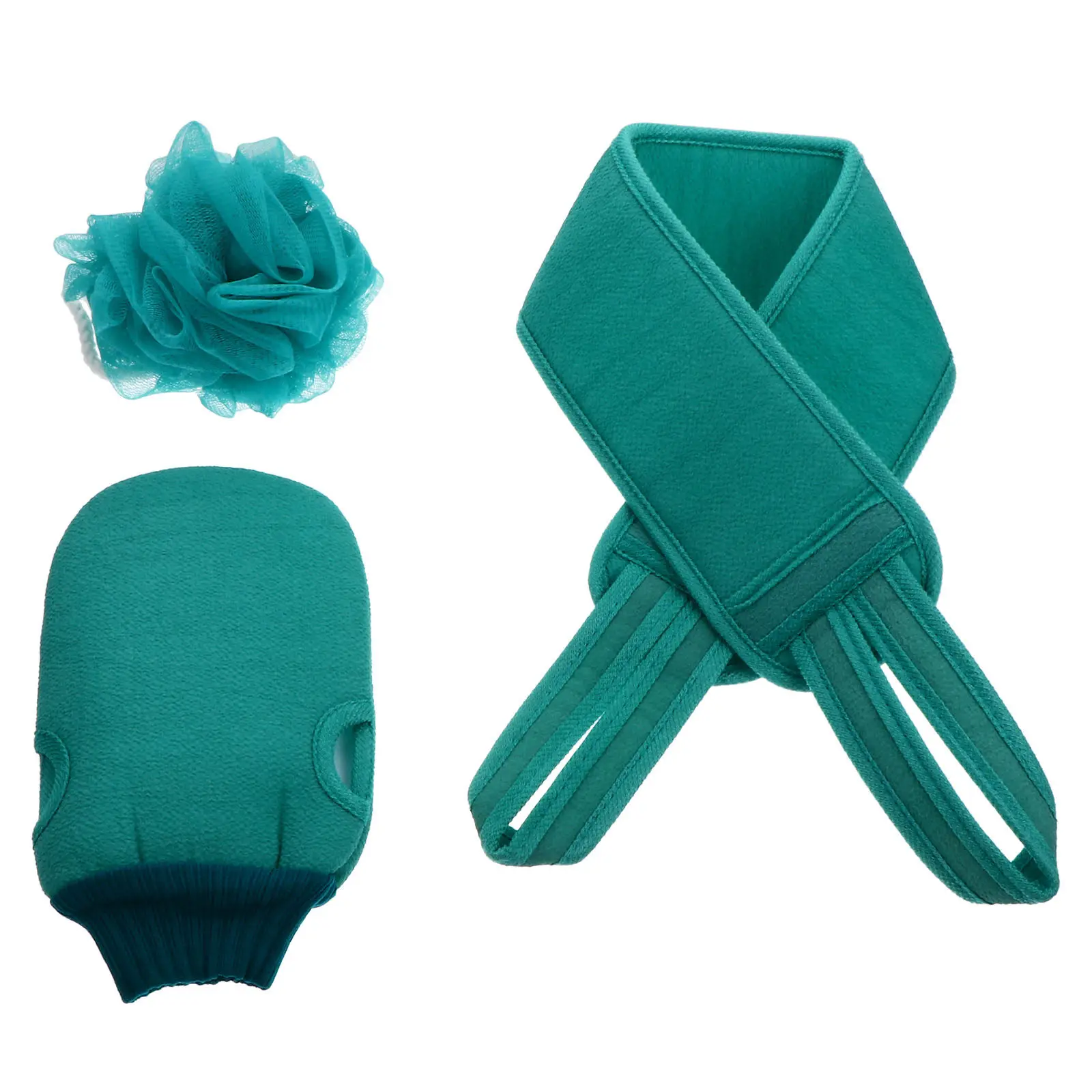 2Pcs Luxury Bath Set Includes Shower Mitt Rubbing Ball Back Cleaning Strip Gentle Exfoliation Full Body Reach Skin Friendly