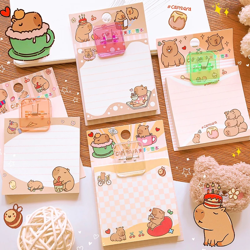 Capivara Mini Notebook Portátil, Papelaria Kawaii, Acessórios de Escritório, Material Escolar, Notepad para Notas Diárias, Papelaria Presente