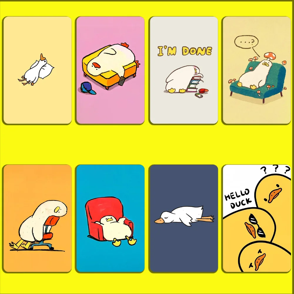 Tired Duck Sleep Stickers For Debit Bank Credit Cards Metro Bus Pass Sticker Decoration Cover 4PCS Card Skin