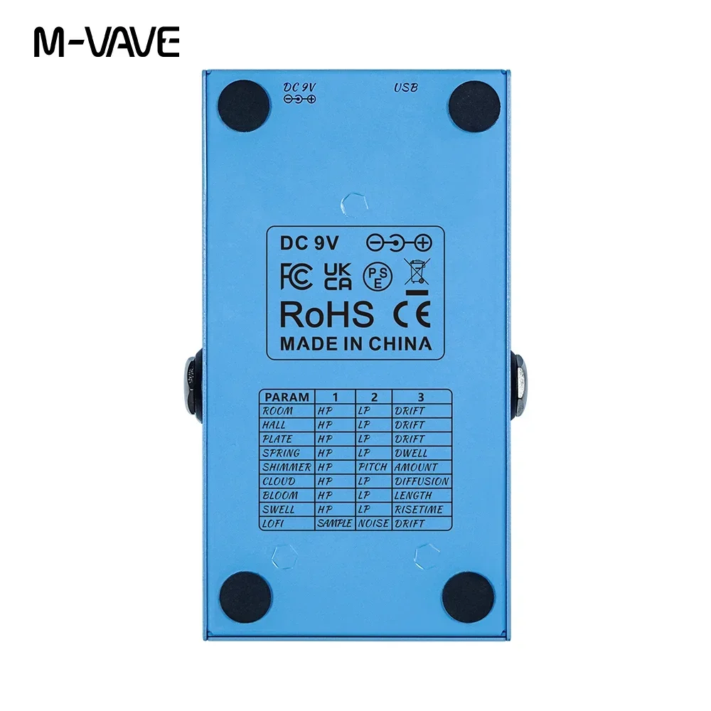 M-VAVE MINI-UNIVERSE E-Gitarre Reverb Effektpedal 9 Reverb Effekte Room/Shimmer/Lofi/Spring Reveb Gitarrenteile