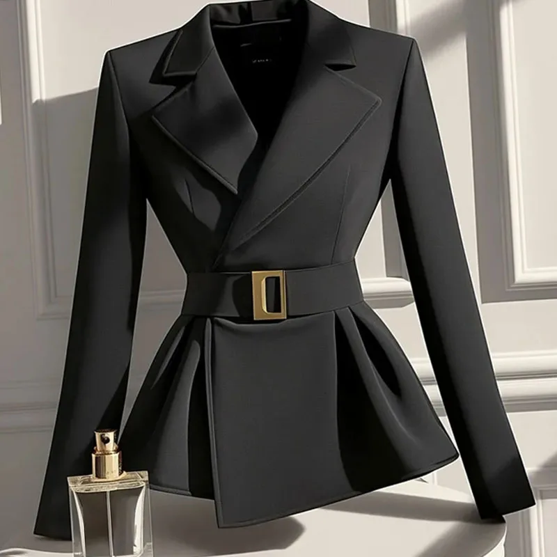Spring And Autumn 2025 New Black Suit Jacket Temperament Celebrity Design Sense High-Grade Short Windbreaker Coat Jacket Woman