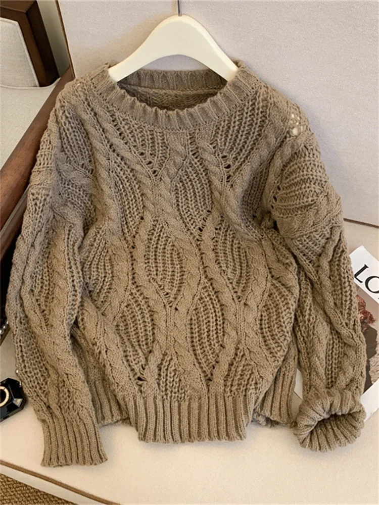 

Sweater Women Winter Pullover Girls Sweater Oversize Knitting Tops Vintage Long Sleeve Fall Female Knitted Outerwear Warm Pull