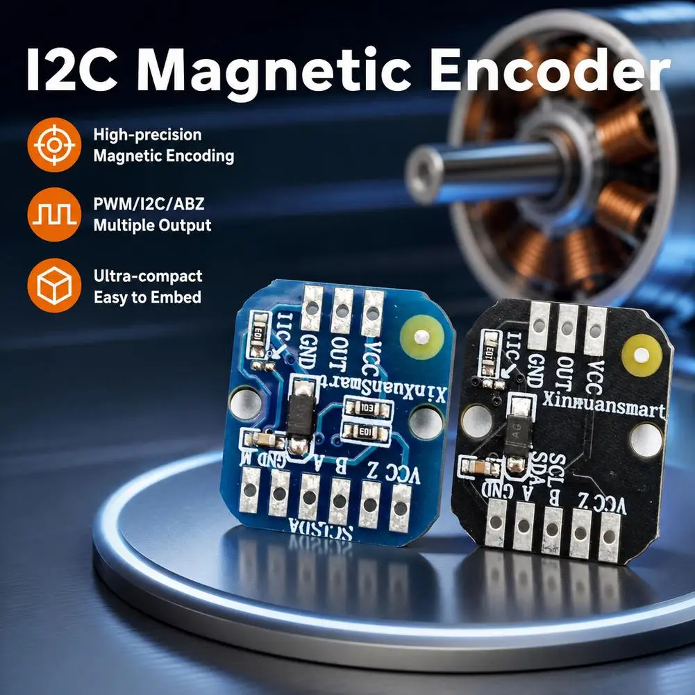 MT6701 Magnetic Encoder 14-bit Resolution Angle Position Sensor Module SSI I2C ABZ PWM Analog Mode 1-1024 PPR