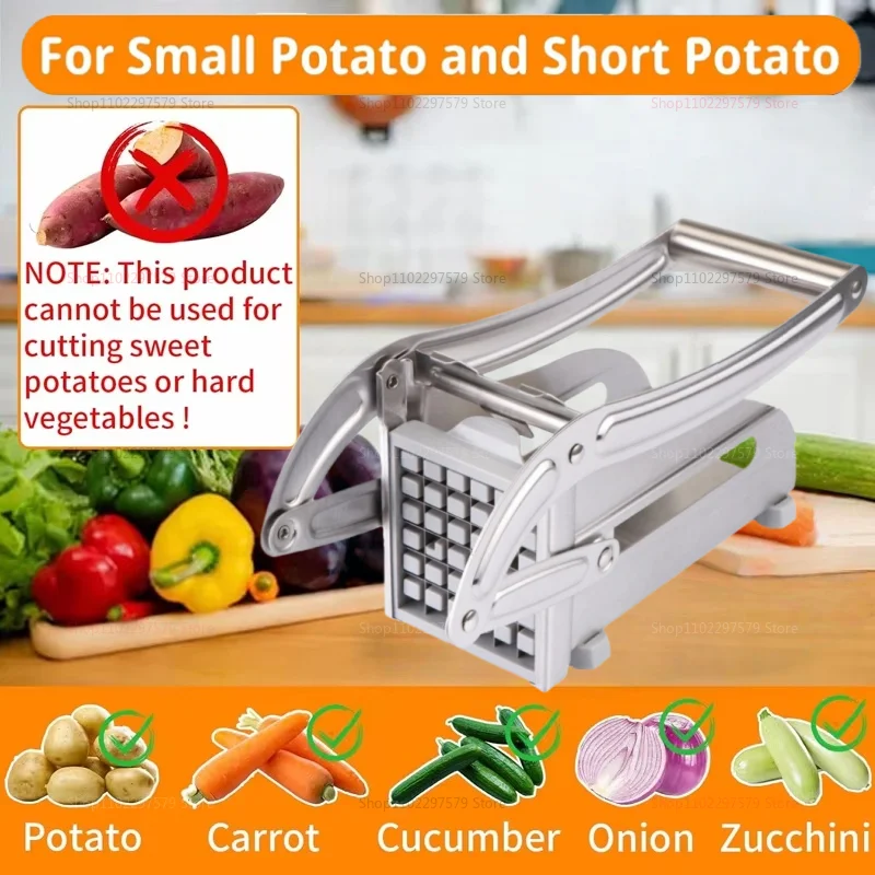 Cortador de patatas de acero inoxidable, cortador de verduras, herramienta de corte rápido multifuncional con 2 cuchillas, máquina Manual portátil para patatas fritas