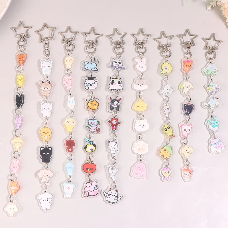 Acrylic cartoon animal chain keychain Kpop fashionable keychain bag pendant hanging decorative gift