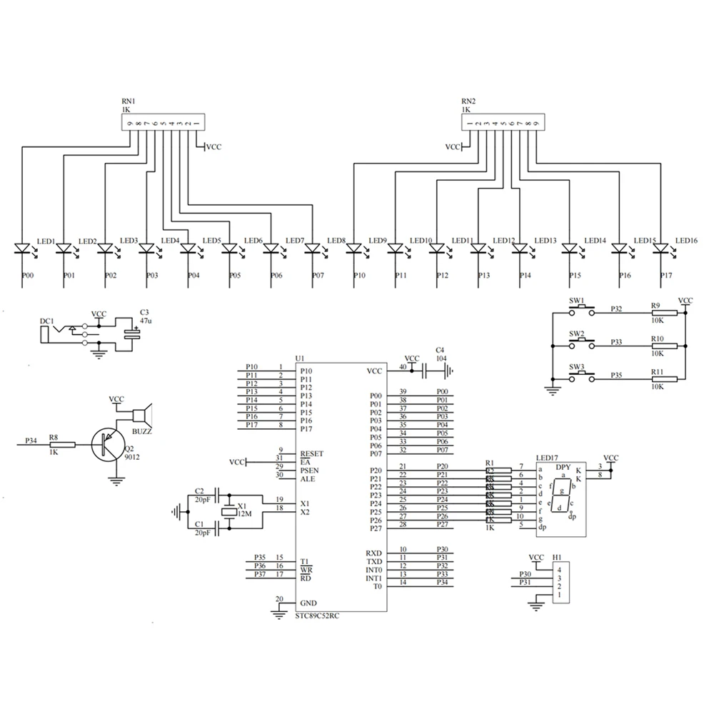 Adjustable Speed LED Music Flowing Light DIY Electronic Kit Multi Form Adjustable STC89C52RC PCB Soldering DIY Practice Kit DC5V