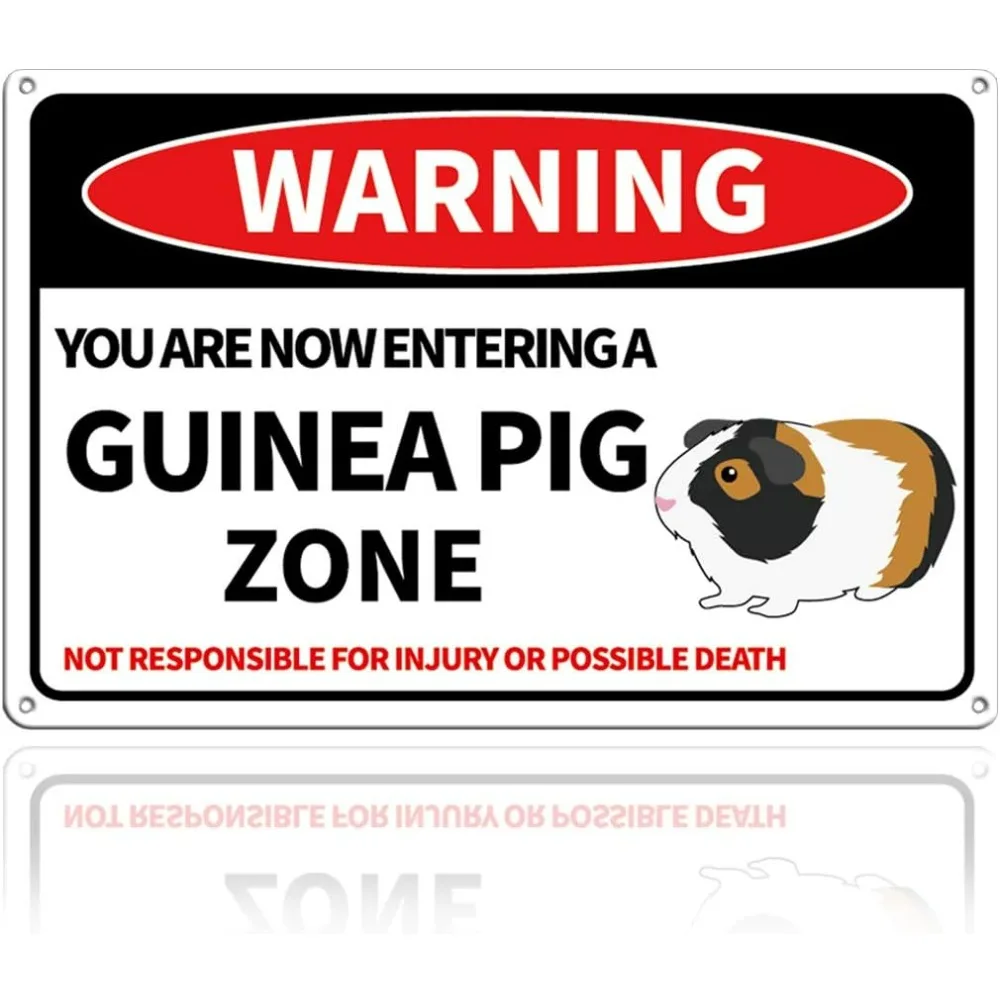 Warning You are Now Entering A Guinea Pig Zone Sign 8x12 inches 40 Mil Aluminum Danger Sign Funny Gag Gifts for Window Office