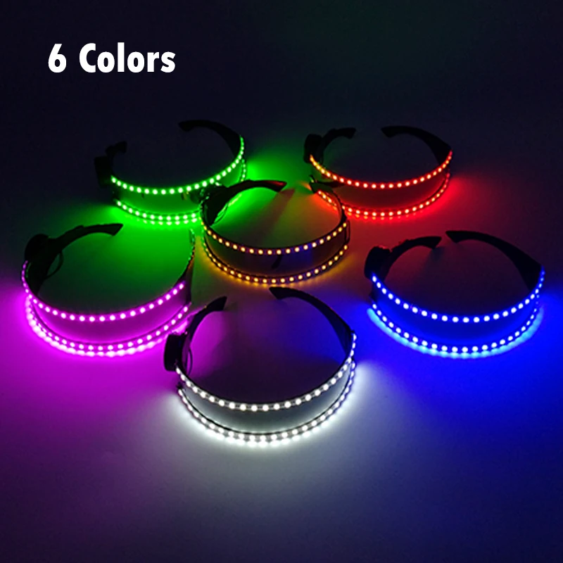 2026 Runde LED-Brille Disco Fluoreszierende Party-Punk-Leuchtbrille für Männer und Frauen Bar Nachtclub Neon-Brille Musik-Konzert-Zubehör – Detail 11
