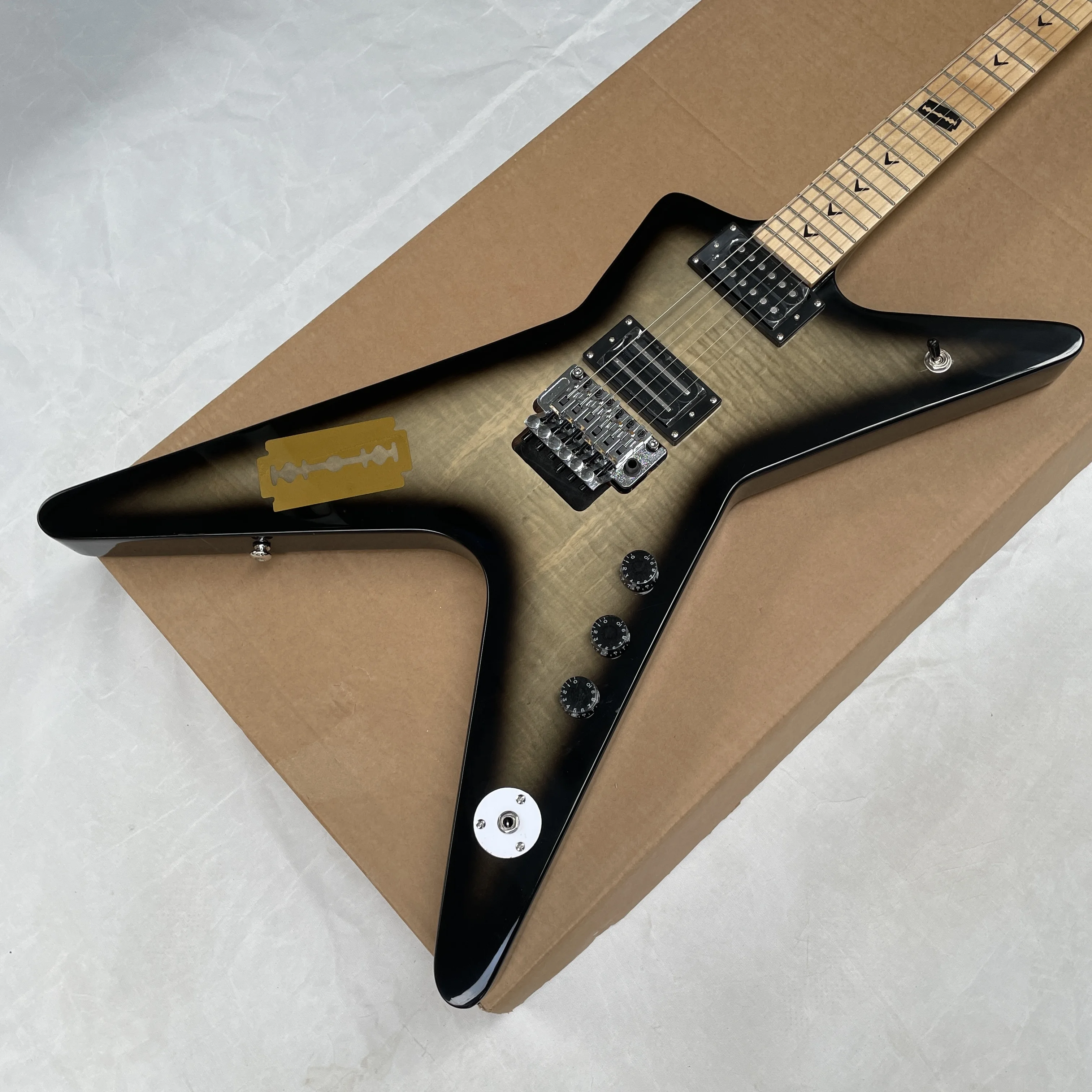 

6-string black and green gradient electric guitar,lightning-shaped fret markers,maple fingerboard guitars,rock electric guitarra
