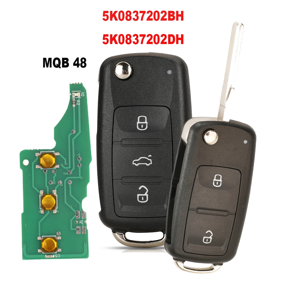 Ersatz MQB Fernbedienung Autoschlüssel für VW Caddy Transporter Käfer Jetta Sharan Scirocco Polo Tiguan 5K0837202BH / 5K0837202DH