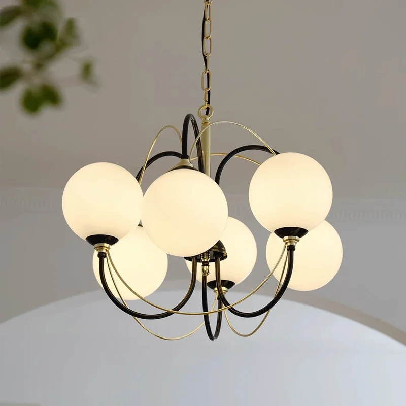 

French Retro Medieval Black Gold Magic Beans Chandelier New Study Bedroom Living Room Dining Room Bar Designer Lamps