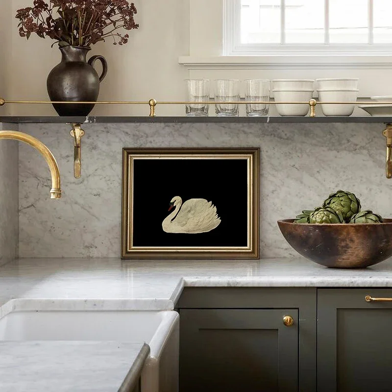 محايد العتيقة سوان المائية المشارك الحد الأدنى خمر الطيور جدار الفن اللوحة لغرفة النوم غرفة المعيشة مدخل ديكور المنزل #4