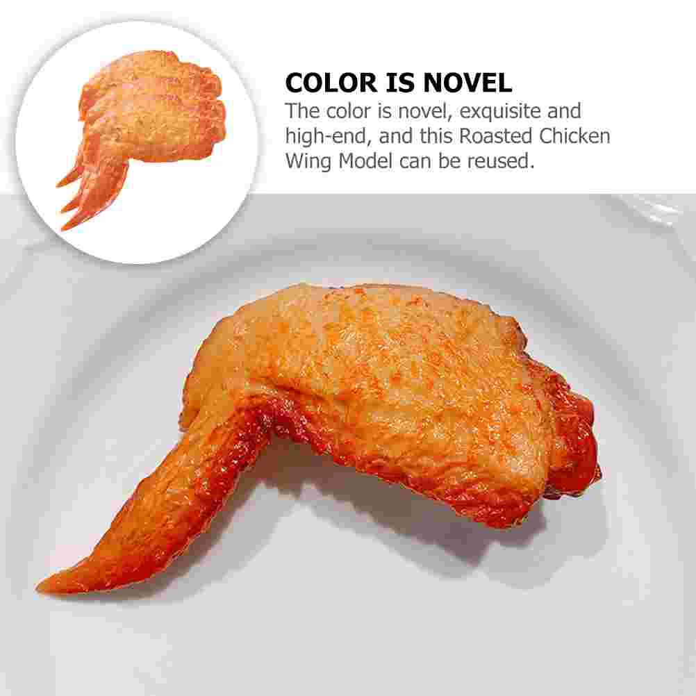 3 Pcs Simulated Roasted Chicken Wing Model Lifelike Decorative Fake Food Prop PVC Room Display Cost Effective Reusable Practical