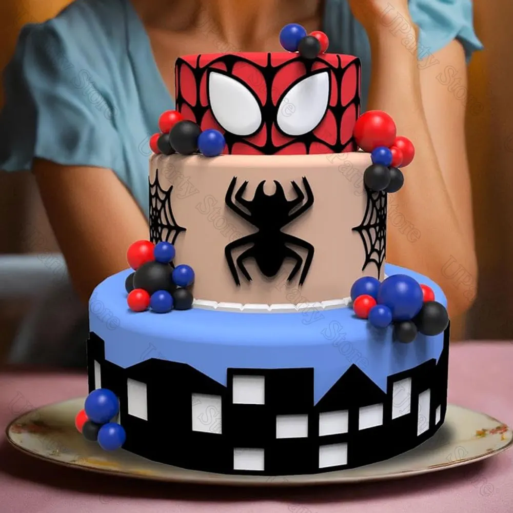60 Stück rot blau schwarz Kugeln Kuchendeckel 2-4 cm Schaumstoffkugeln Kuchendekorationen für Spinne Geburtstag Abschlussfeier Kuchen Dekor Gastgeschenk – Detail 10