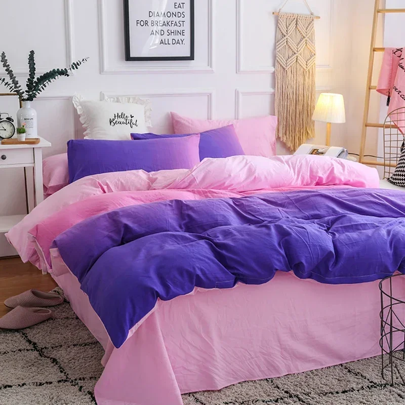 Purple pink gradient bedding set comfortable duvet cover soft quilt cover pillow cases bed sheet fashion bedclothes sell well