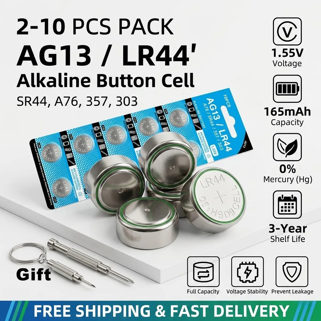 2-10pcs 1.5V 30mAh Alkaline Coin Battery LR44 AG13 L1154 357 SR44 RW82 Button Cell For Watch