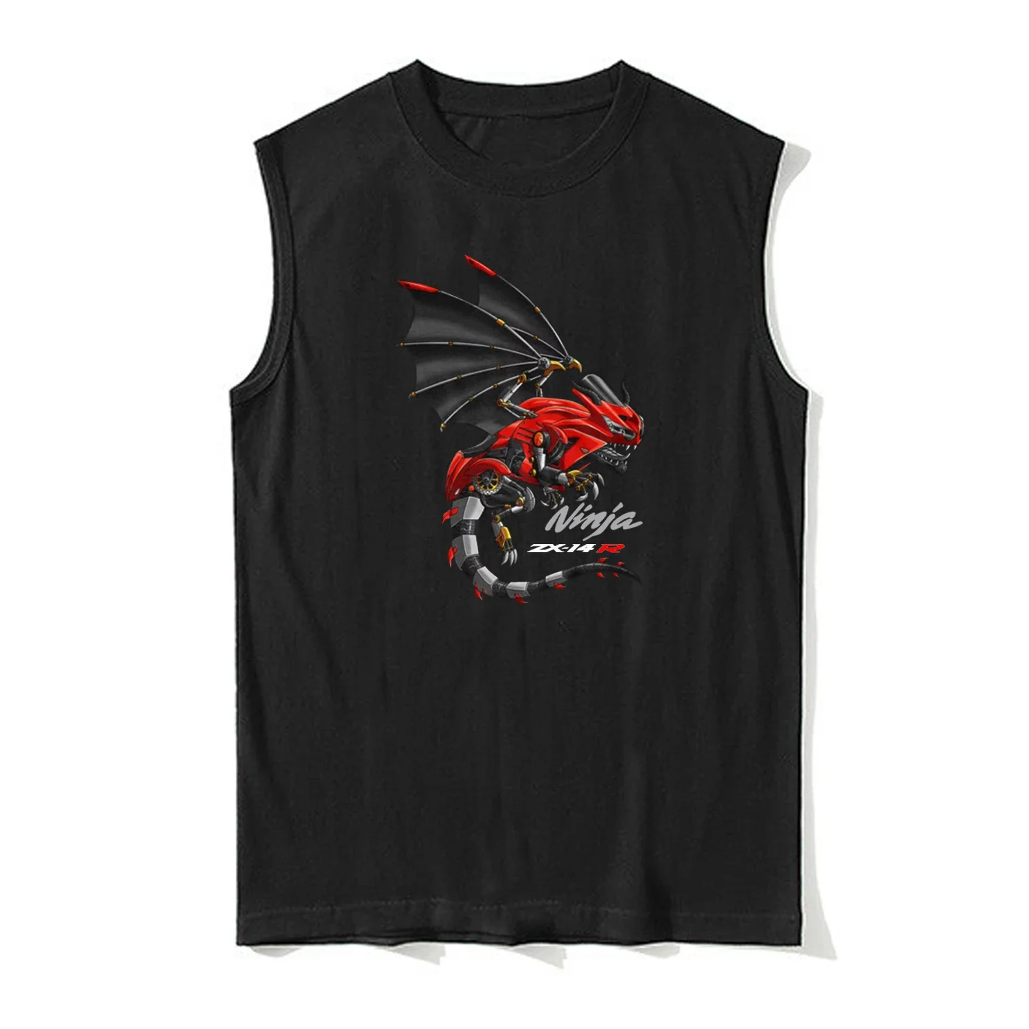 Classic Japanese Motorcycle Ninja ZX-14R Dragon Inspired Tanktop 100% Cotton O-Neck Summer Casual Mens Vest Sleeveless Tee Shirt